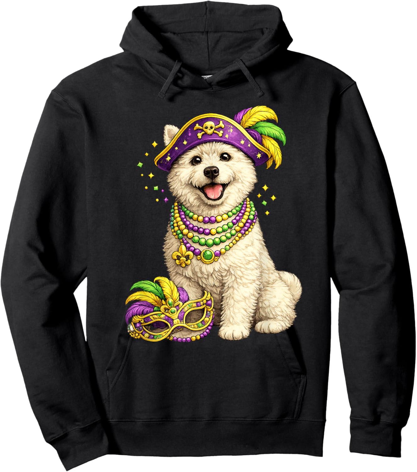 Cute Mardi Gras Themed West Highland Terrier, Westie Dog Hoodie - Hoodie | Black