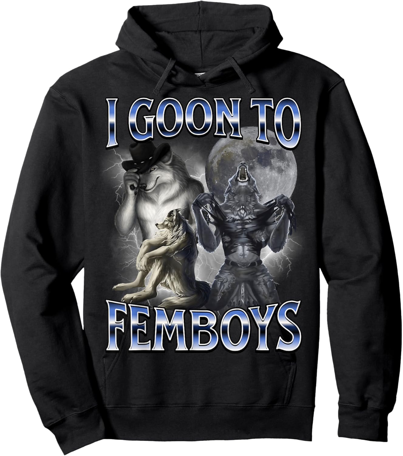 I Goon to FEMBOYS Certified Gooner Brainrot Meme Edging Hoodie - Hoodie | Black