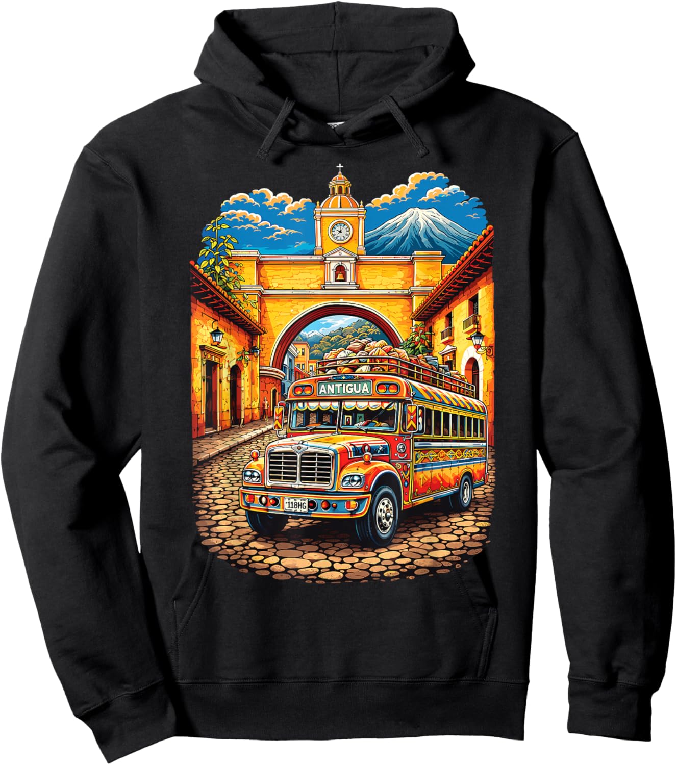 Guatemala Chicken Bus Antigua Chapin Quetzal Guate Tikal 502 Hoodie - Hoodie | Black