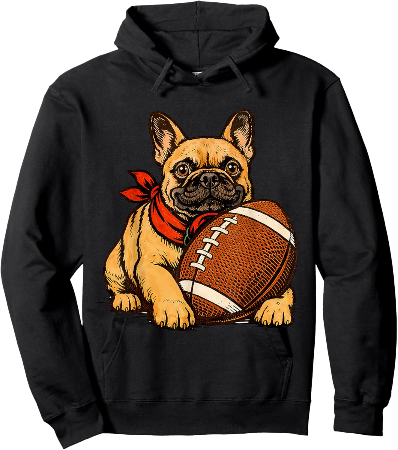 French Bulldog Dog Sports Football Game Day Touchdown Hoodie - Hoodie | Black