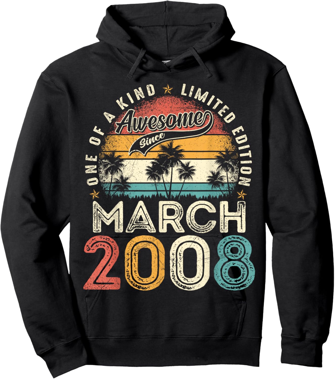 18 Years Old Men Awesome Since March 2008 18th Birthday Boys Hoodie - Hoodie | Black