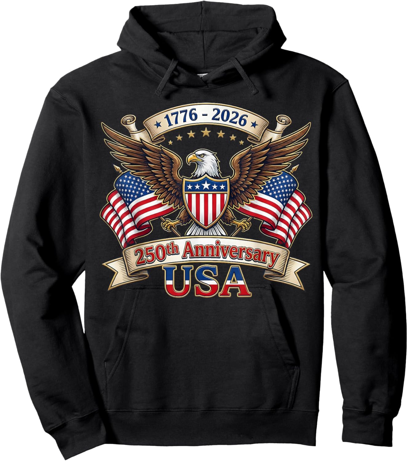 250 Years American 250th 4th of July Anniversary 1776-2026 Hoodie - Hoodie | Black