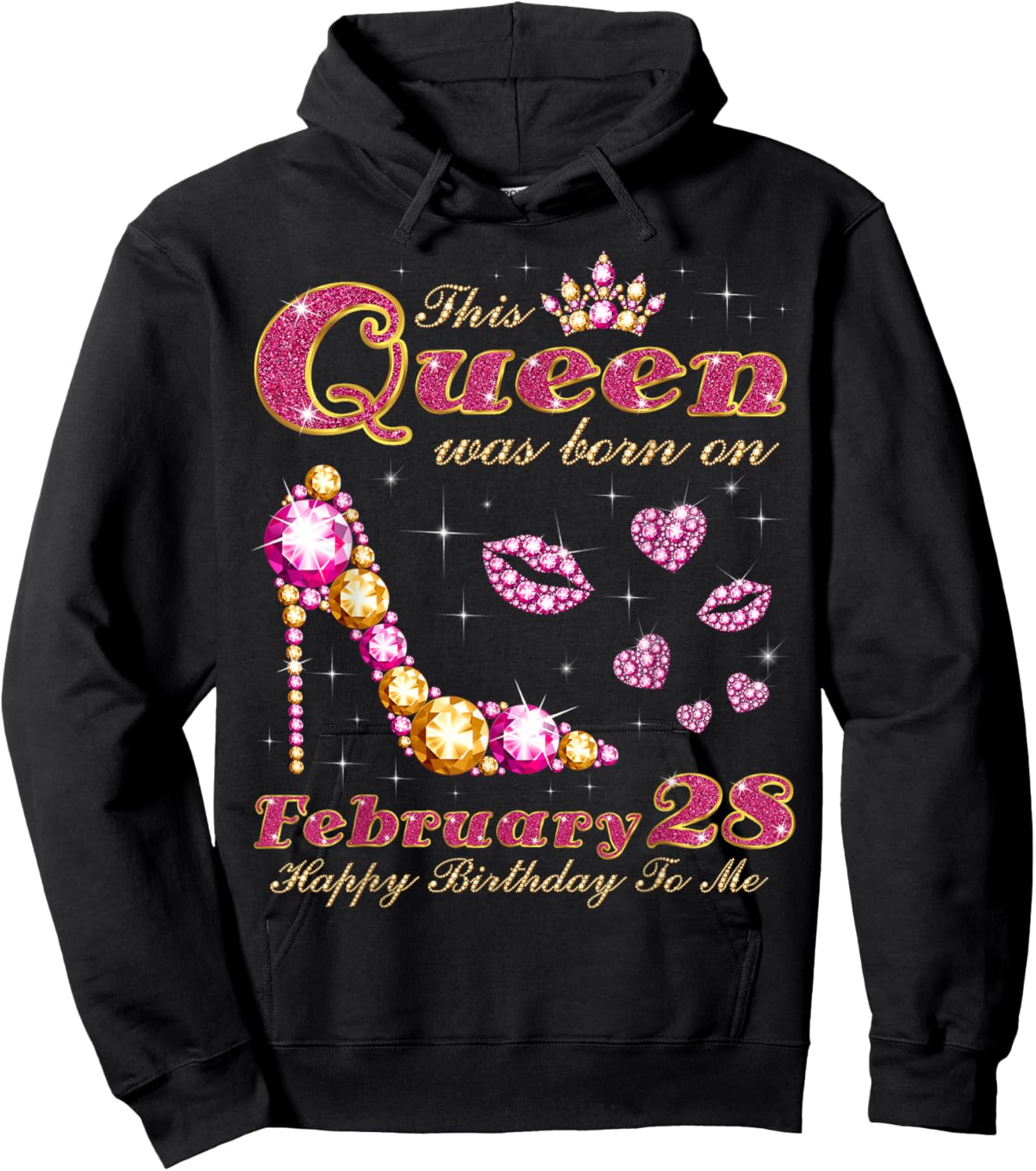 This Queen was Born on February 28, 28th February Birthday Hoodie - Hoodie | Black