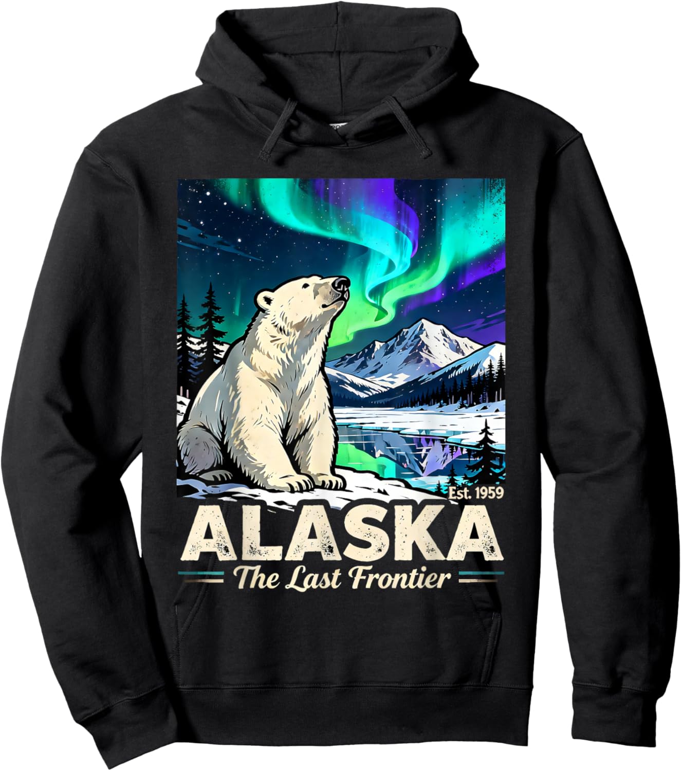 Alaska The Last Frontier Polar Bear Wildlife Quote Hoodie - Hoodie | Black