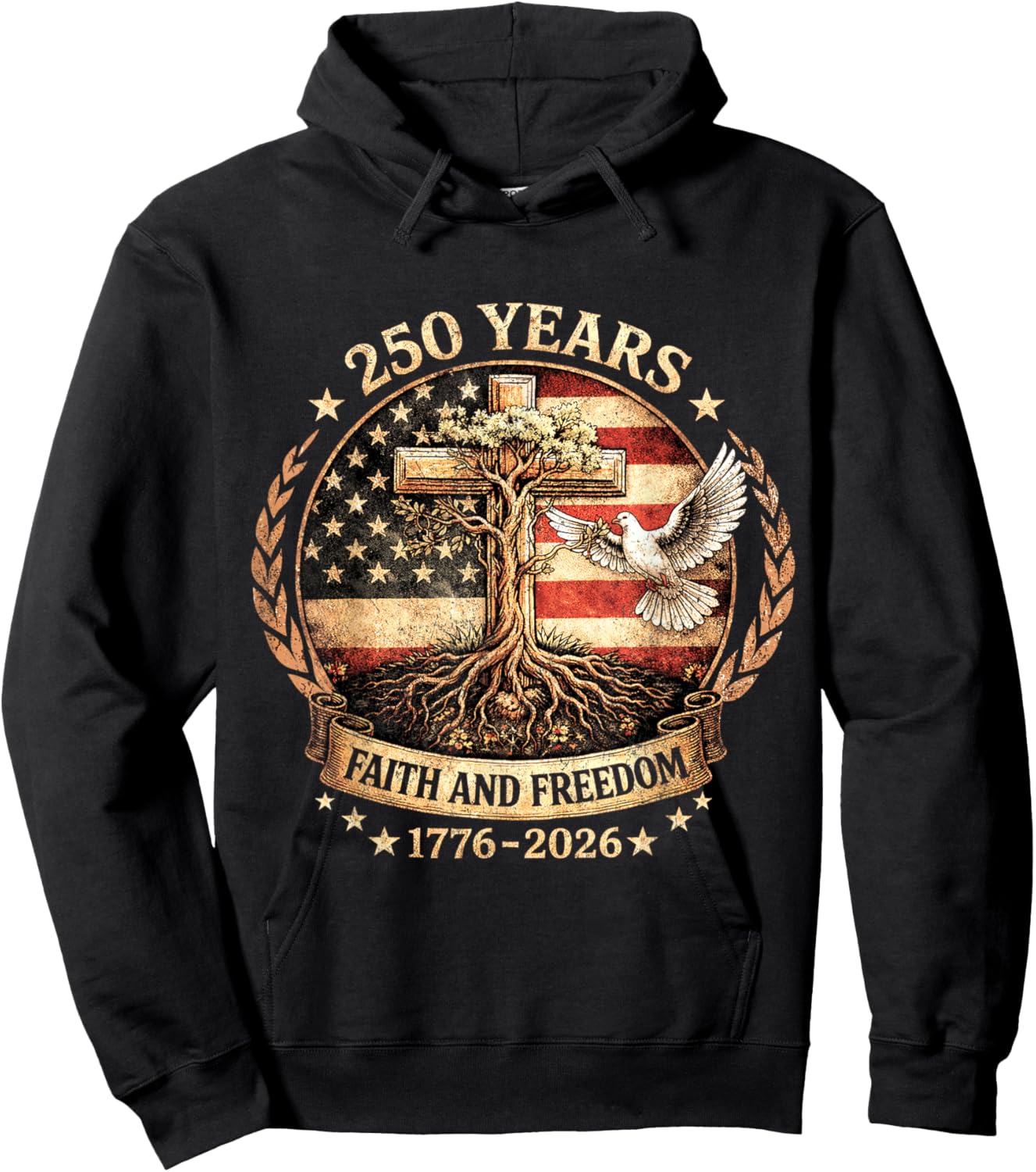 250 Years American 1776 2026 250th USA Birthday 4th of July Hoodie - Hoodie | Black