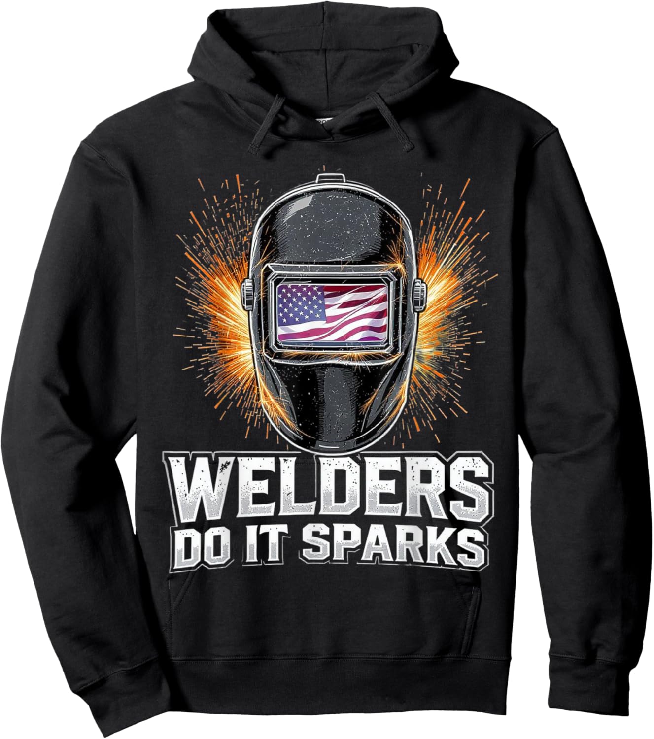 US Flag Welding Helmet Mig Tig Stick Welder Humor Hoodie - Hoodie | Black