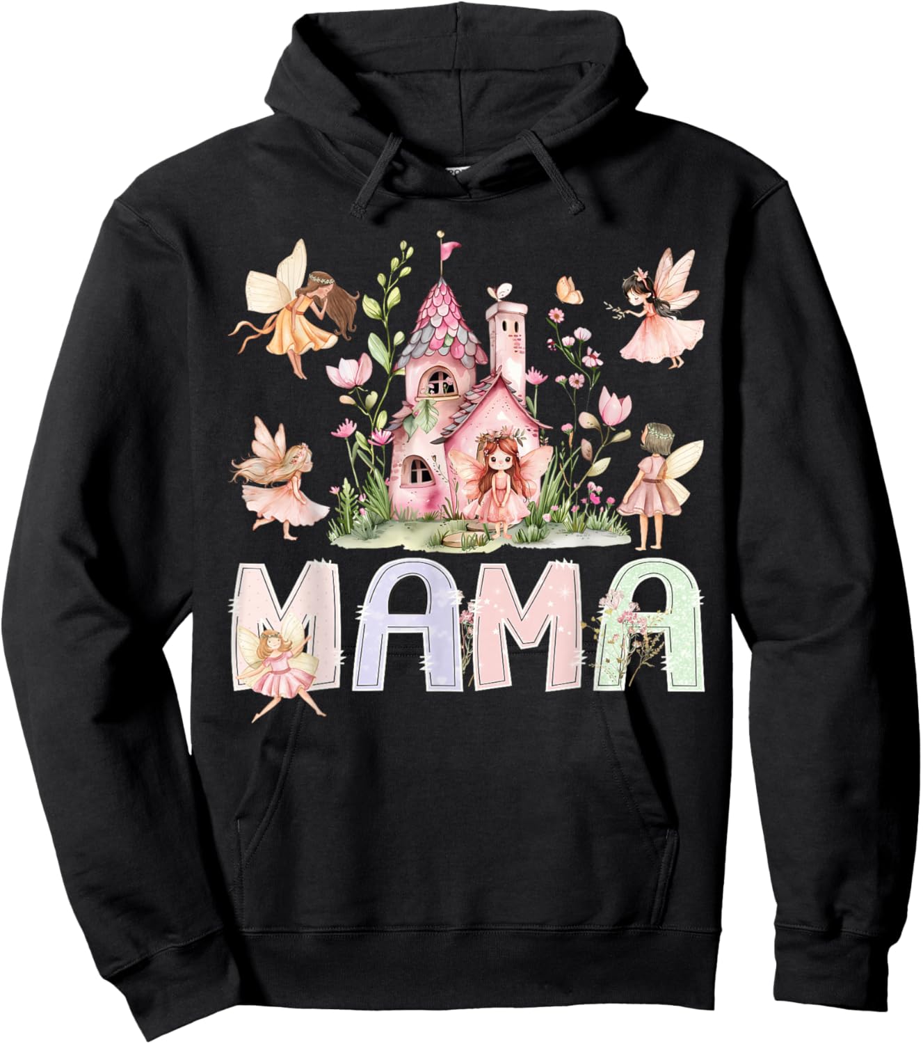 Mama Fairy Magical Floral Birthday Girl Fairytale Family Hoodie - Hoodie | Black