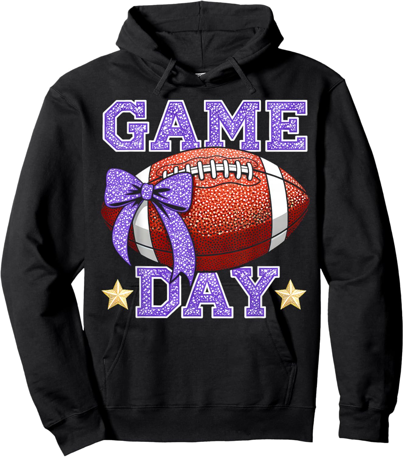 Game Day Football Season Football Mama Mom Purple Gold Vibes Hoodie - Hoodie | Black