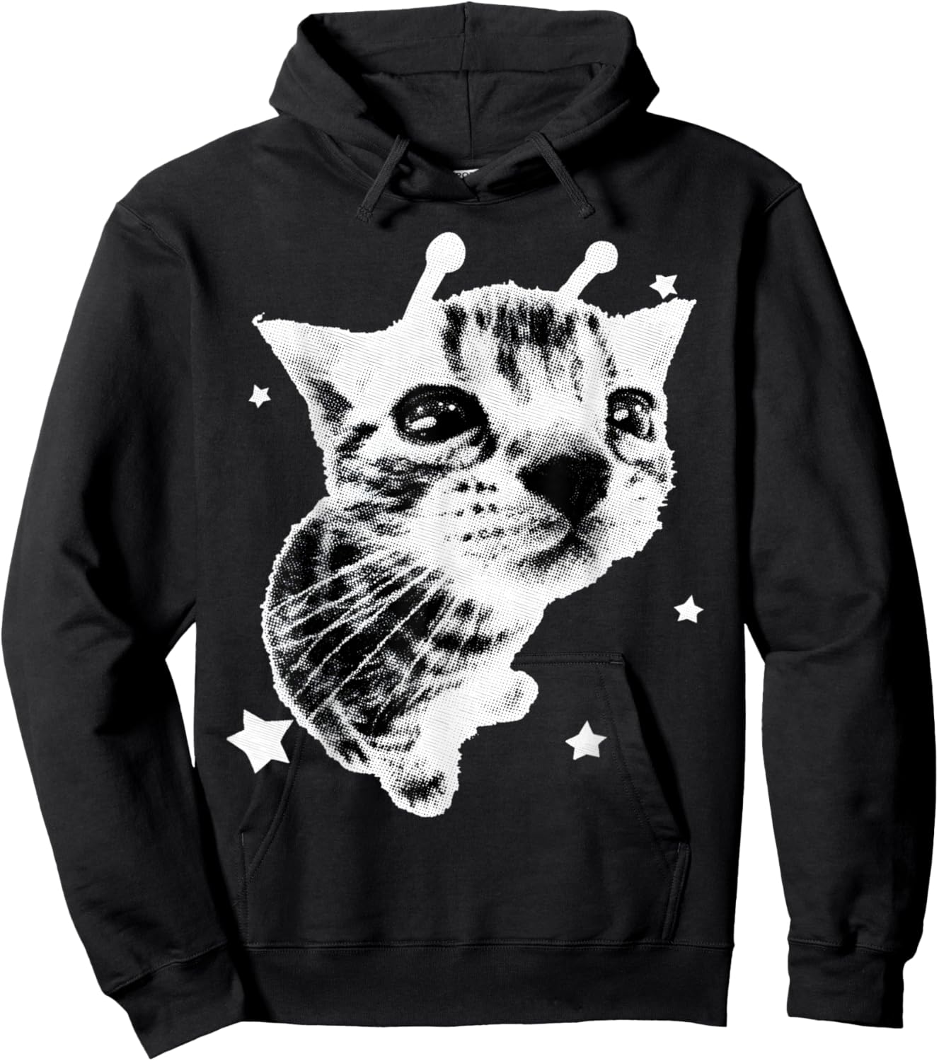 Y2K Alien Cat Meme Retro Silly Cat Vintage Kitty Funny Shirt Hoodie - Hoodie | Black