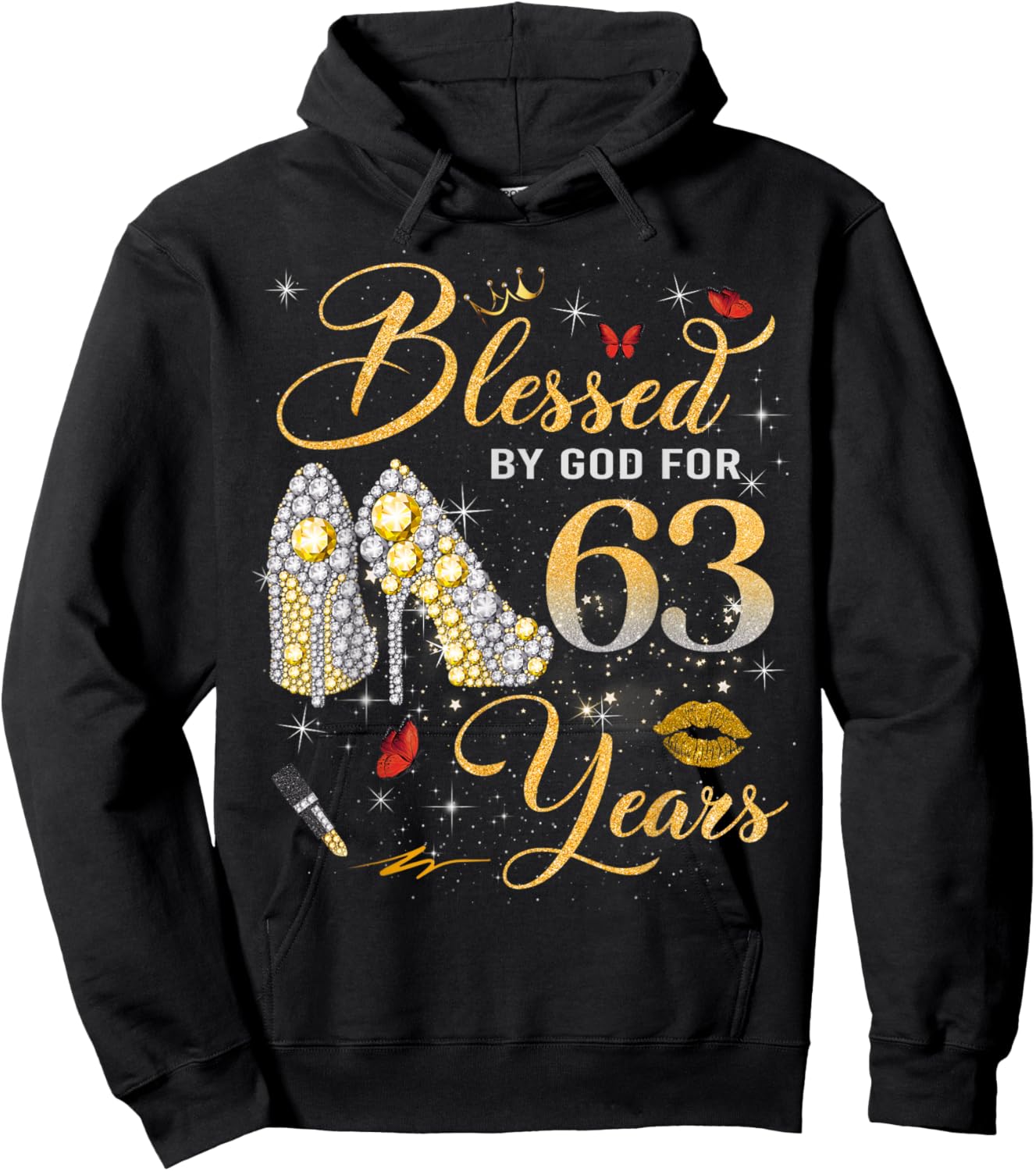Blessed by God for 63 Years Old Women 63rd Birthday Queen Hoodie - Hoodie | Black