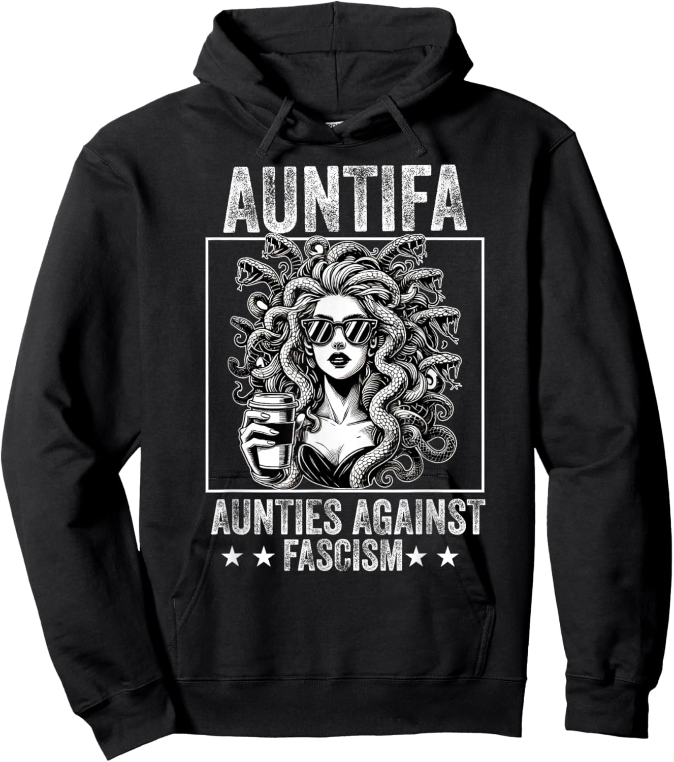 Auntifa Aunties Against Fascism Protest Medusa Feminist Hoodie - Hoodie | Black
