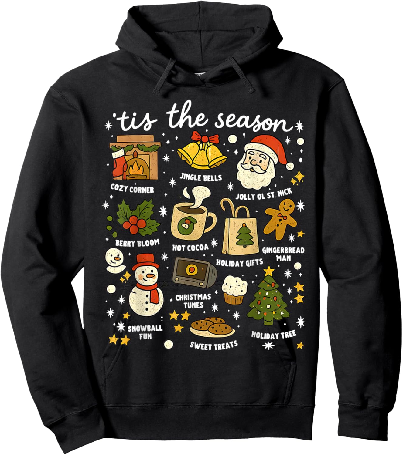 Christmas Tis The Season Vintage Funny Xmas Holiday Women Hoodie - Hoodie | Black