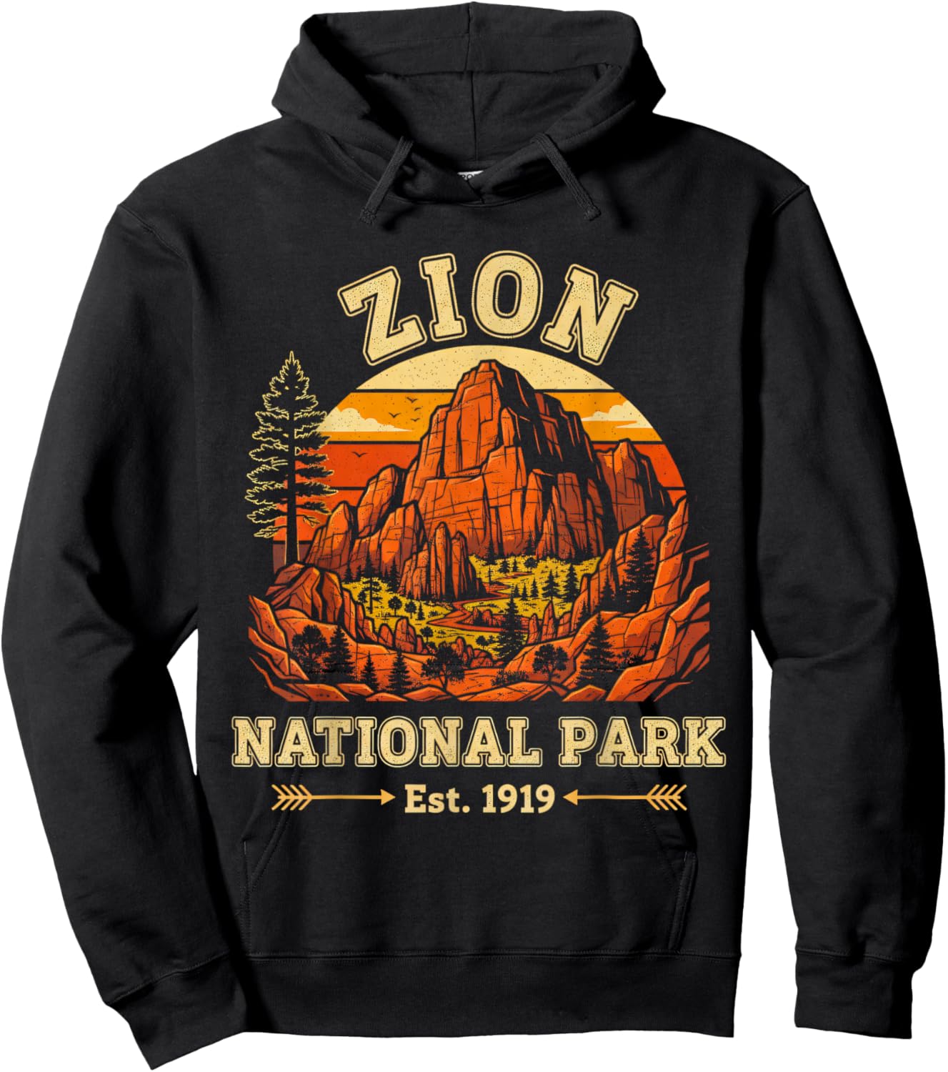Zion National Park Utah USA Outdoor Vintage Men Women Hoodie - Hoodie | Black