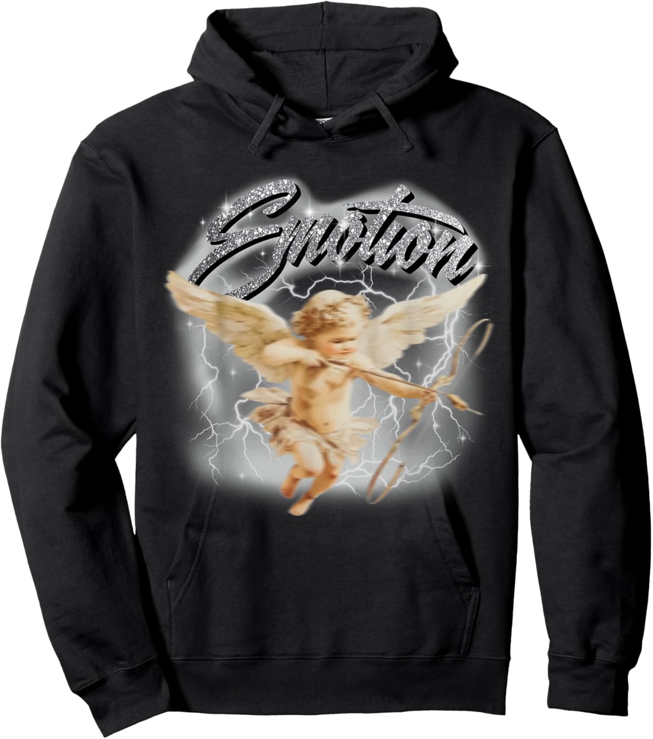Emotion Cupid Angel Y2K Graphic Aesthetic Streetwear Hoodie - Hoodie | Black