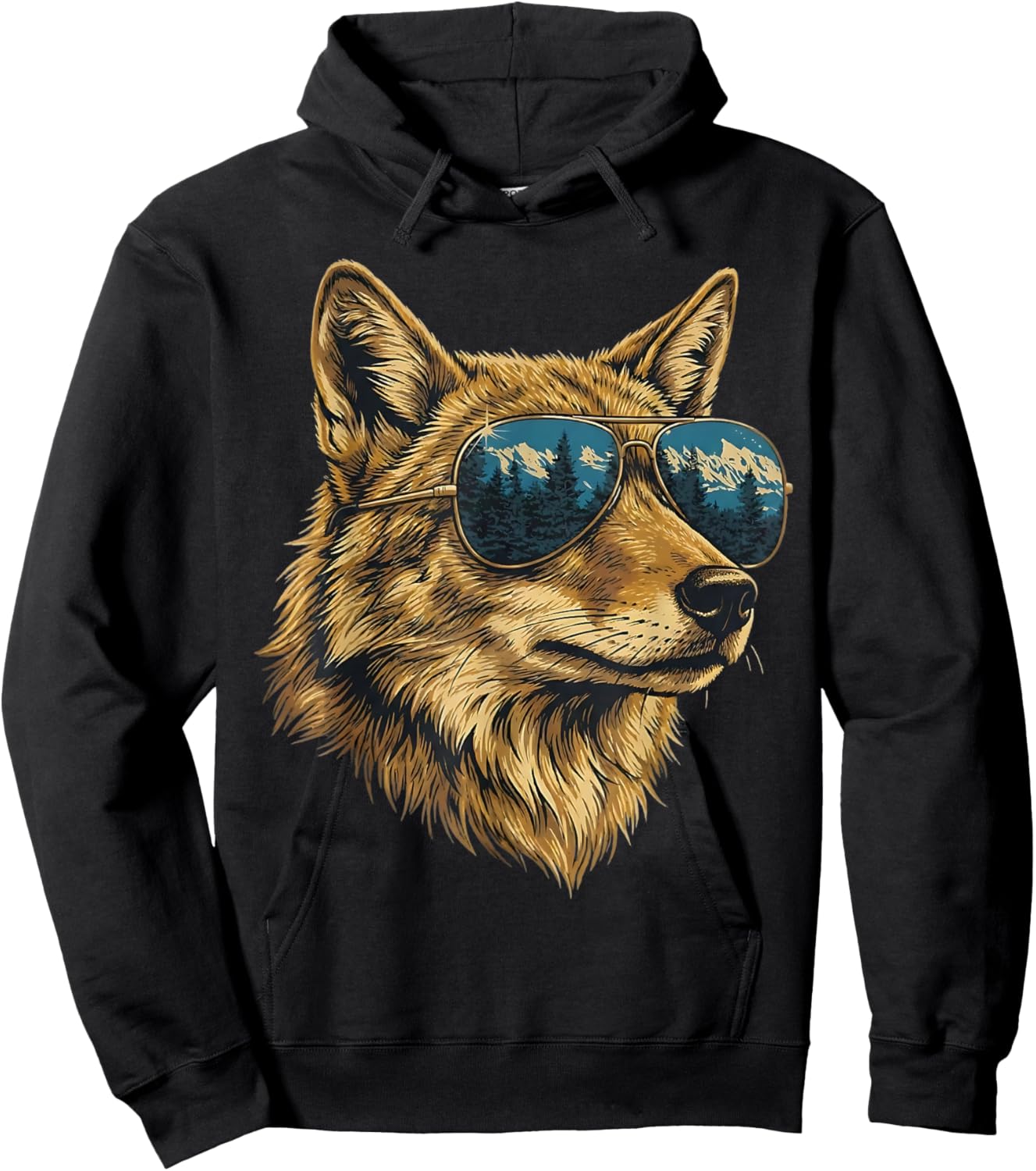 Cool Retro Coyote Sunglasses Wildlife Animal Boys Kids Hoodie - Hoodie | Black