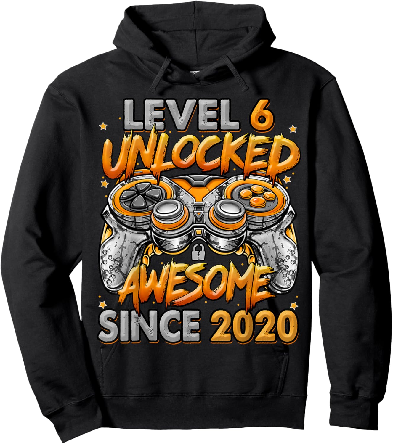 Level 6 Unlocked Awesome Since 2020 6th Birthday Gaming Hoodie - Hoodie | Black