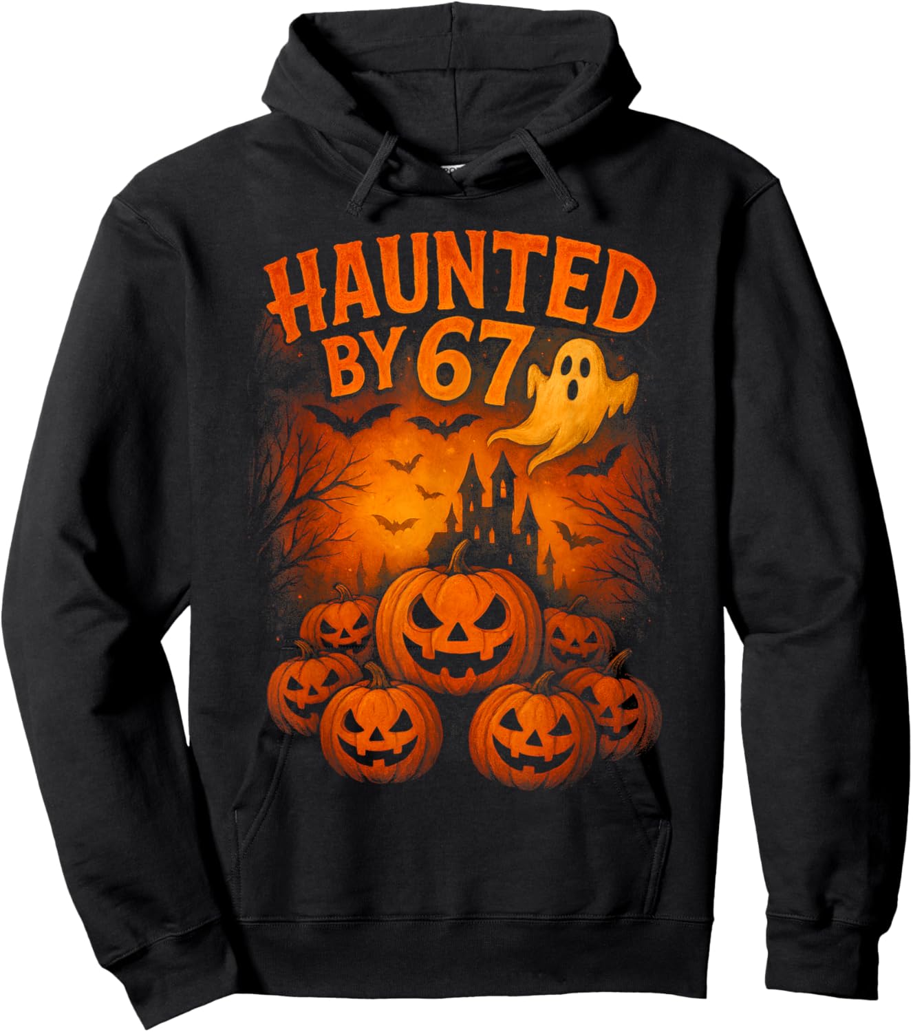 67 Meme Trendy Ghost Halloween Funny Six Seven Gen Alpha Z Hoodie - Hoodie | Black