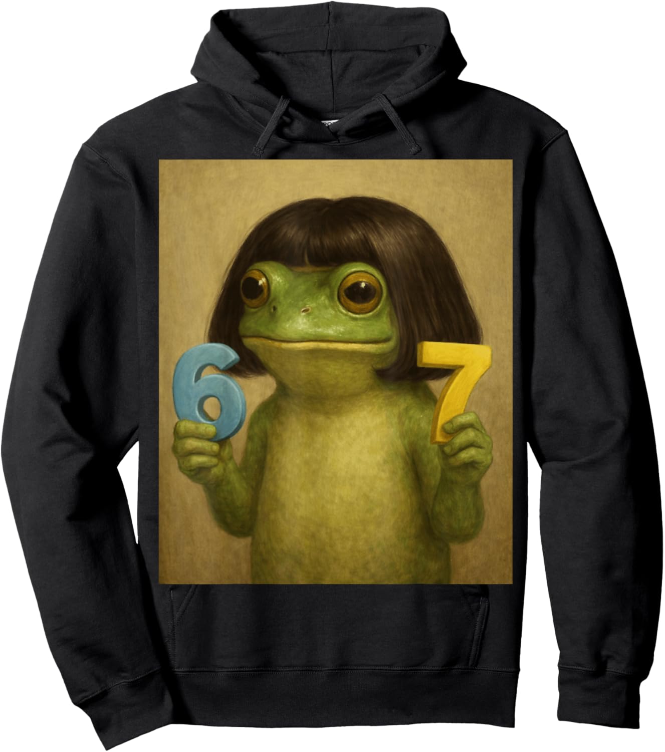 67 Frog with Bob Haircut Funny Gen Z Meme Brainrot Boys Kids Hoodie - Hoodie | Black