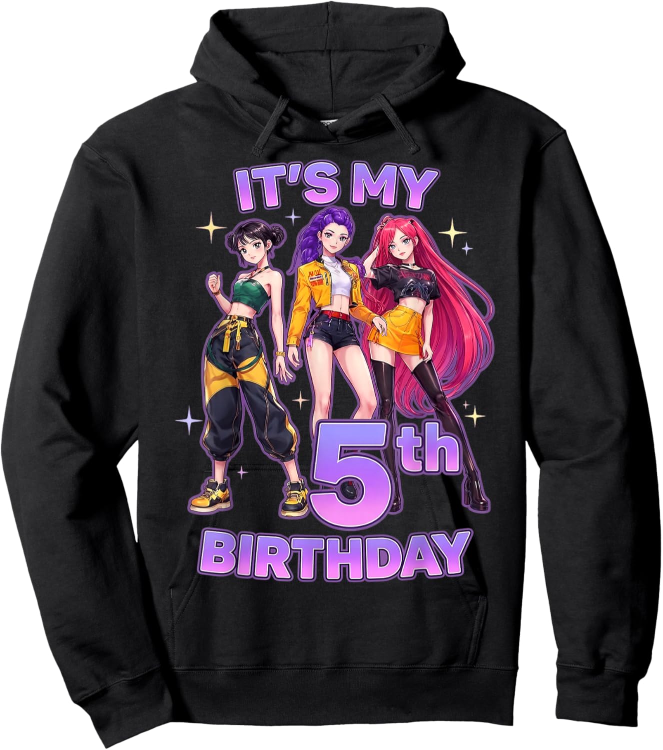 5 Years Old Birthday K pop Kids 5th Bday Girls K-pop Hoodie - Hoodie | Black
