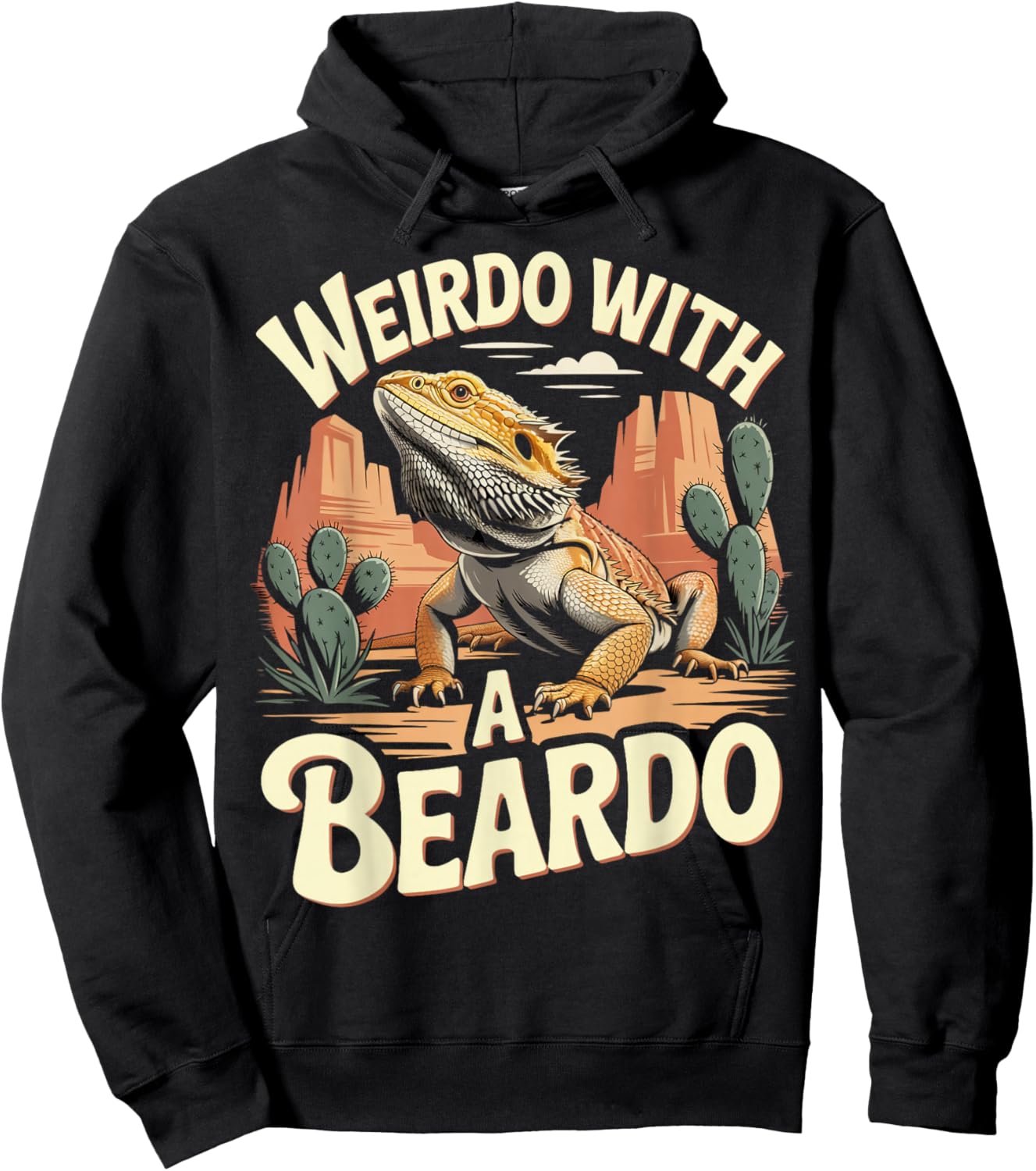 Weirdo with A Beardo Reptile Animal Beardie Bearded Dragon Hoodie - Hoodie | Black
