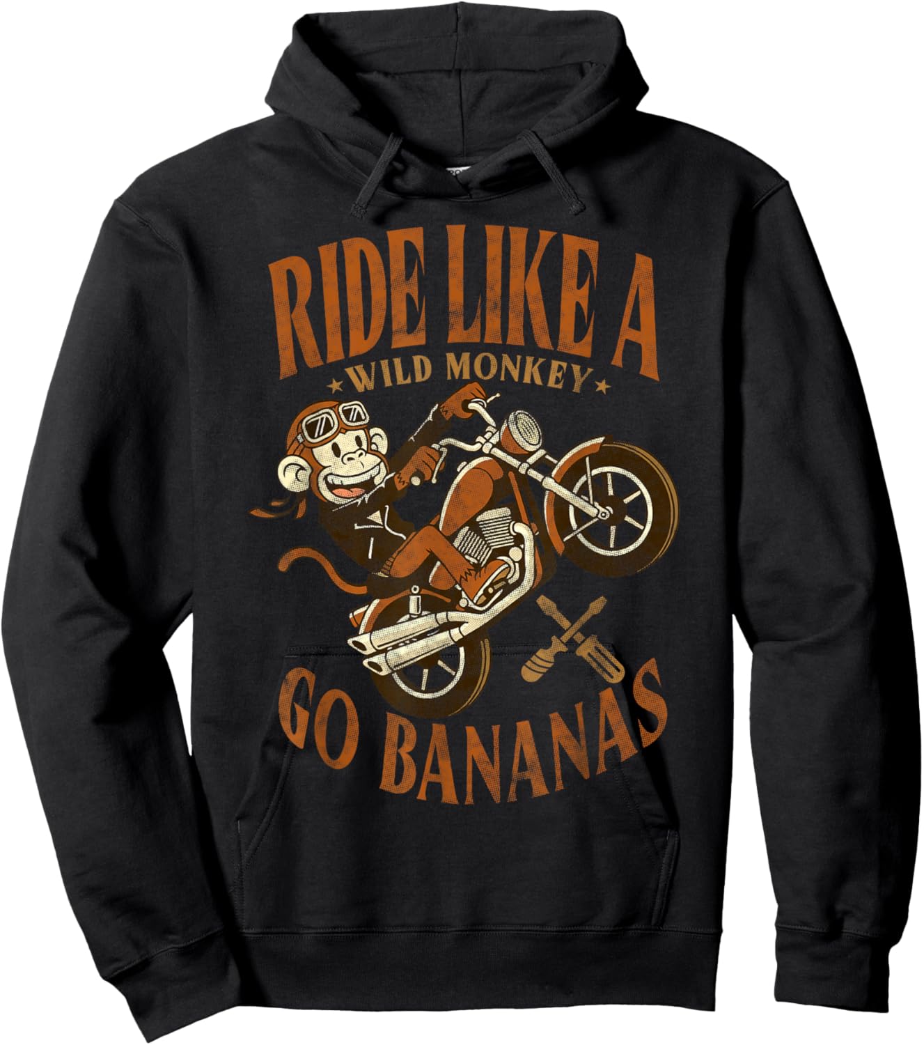 Biker Monkey Ride Like A Wild Monkey Go Bananas Motorcycle Hoodie - Hoodie | Black