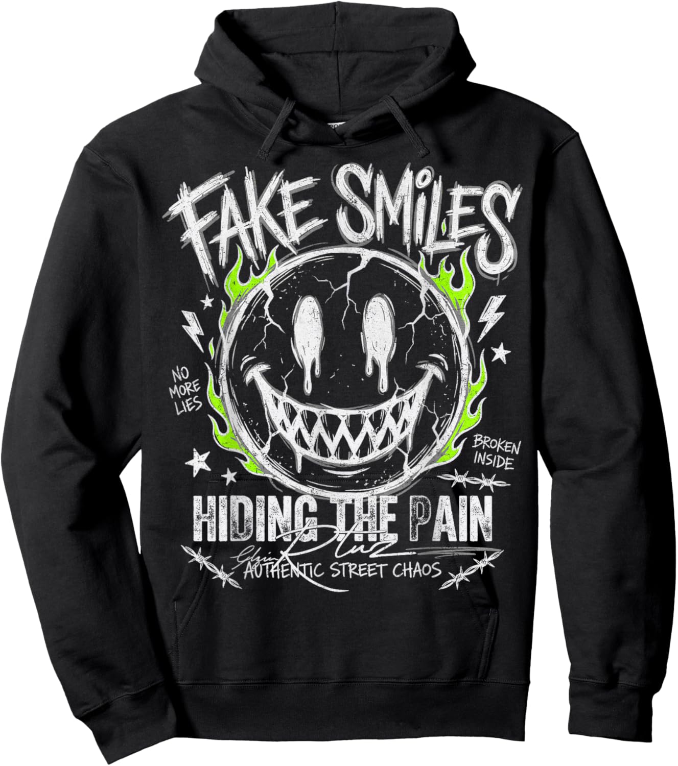 Aesthetic Vintage Streetwear Fashion Women Men Retro Smile Hoodie - Hoodie | Black