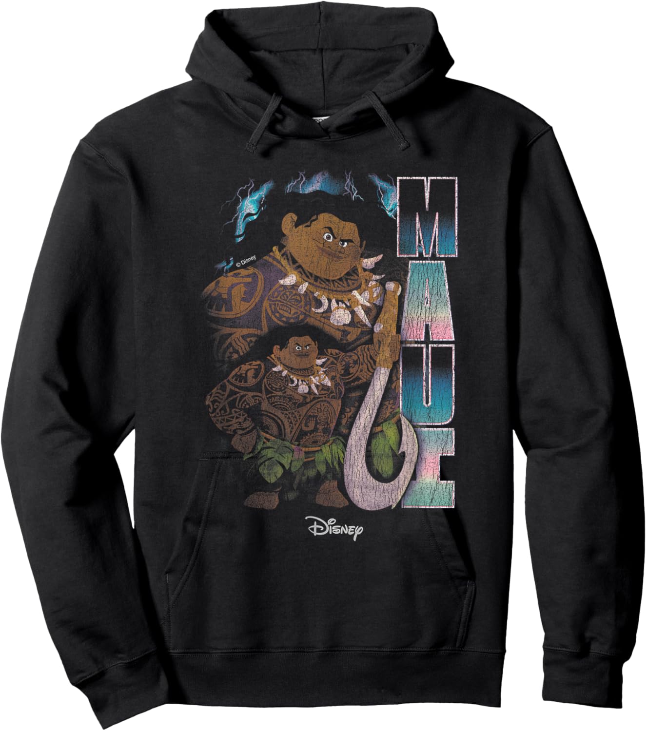Disney Moana Maui Distressed Hoodie - Hoodie | Black