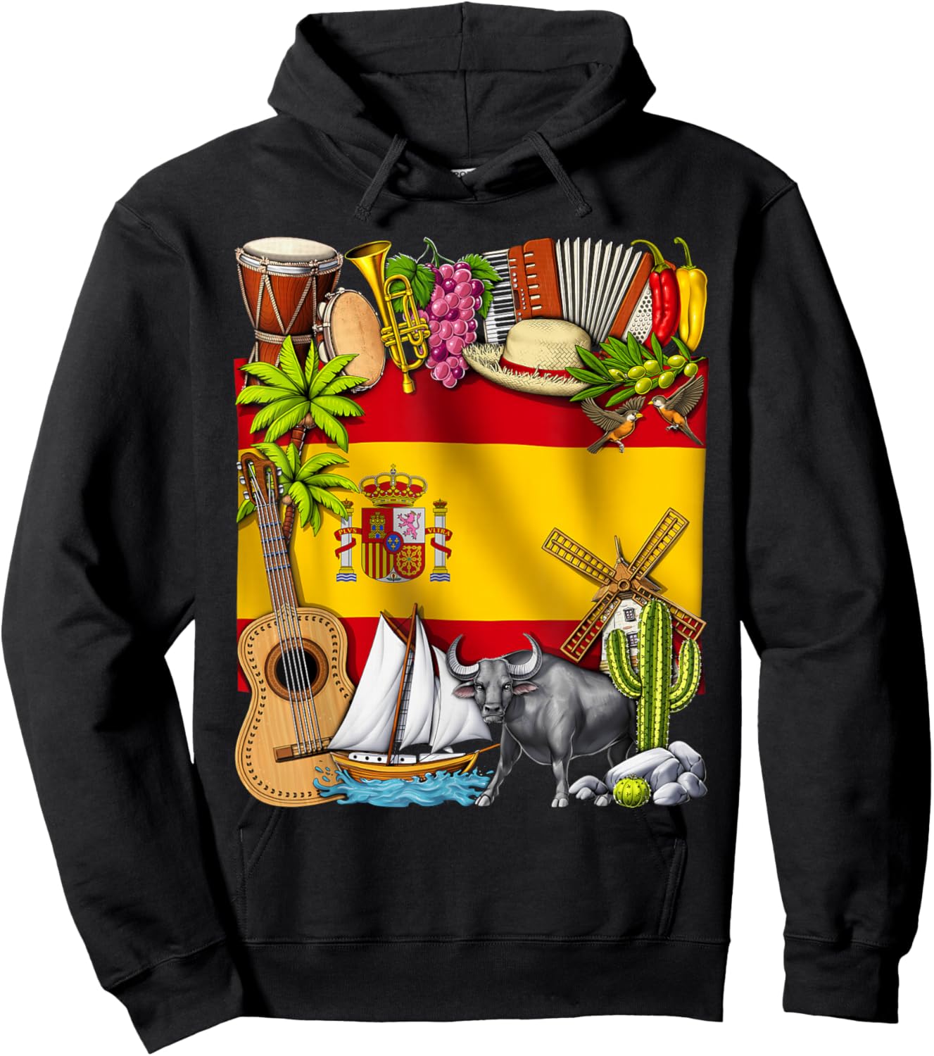 Spain Flag Spanish Pride Espana Heritage Proud Spaniard Hoodie - Hoodie | Black