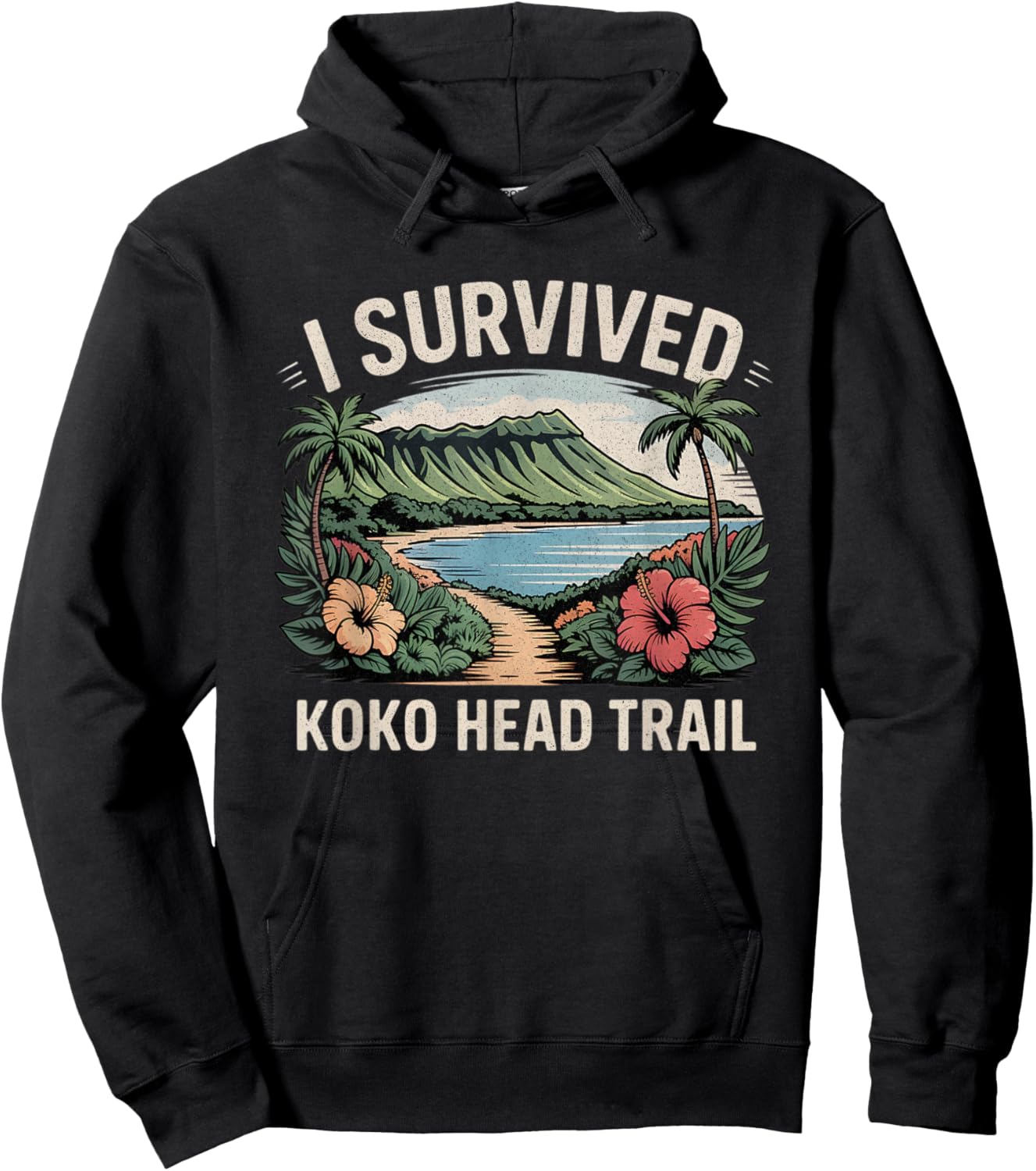 Koko Head Trail Hawaii Oahu Hiking Hawaiian Hike Hoodie - Hoodie | Black