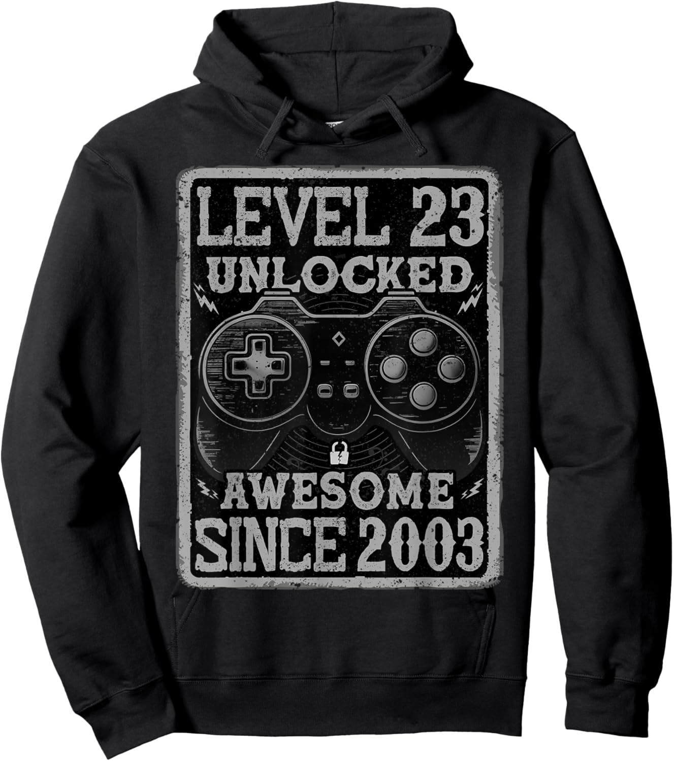 Level 23 Unlocked Awesome Since 2003 23rd Birthday Gaming Hoodie - Hoodie | Black