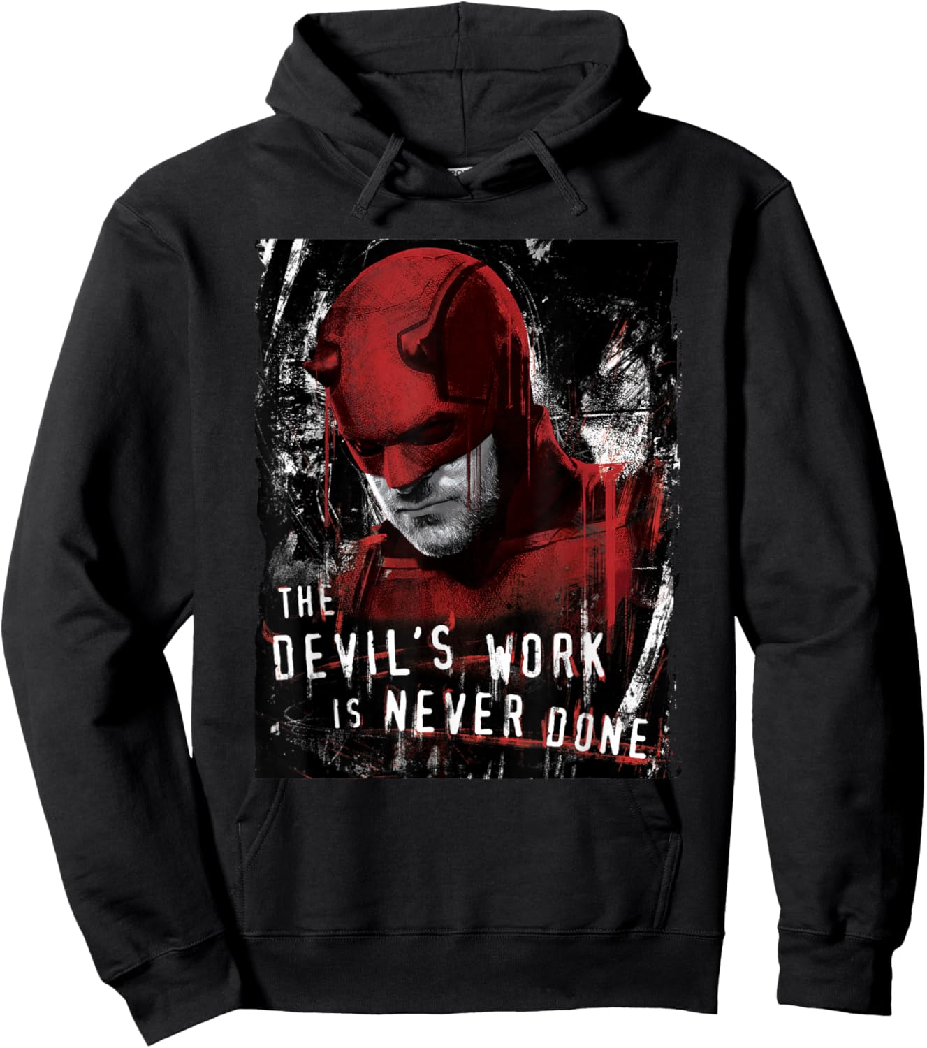 Marvel Daredevil: Born Again Matt The Devils Work Distressed Hoodie - Hoodie | Black