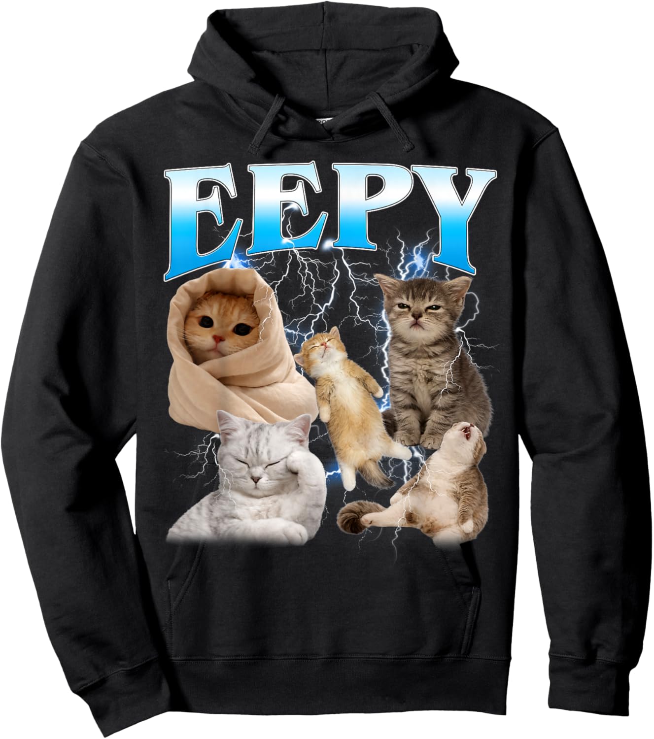 Eepy Cat Funny Silly Sleepy Cat Meme Hoodie - Hoodie | Black