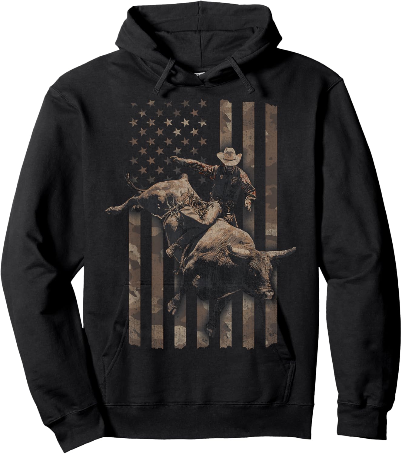 Western Rodeo American Flag Hoodie - Hoodie | Black
