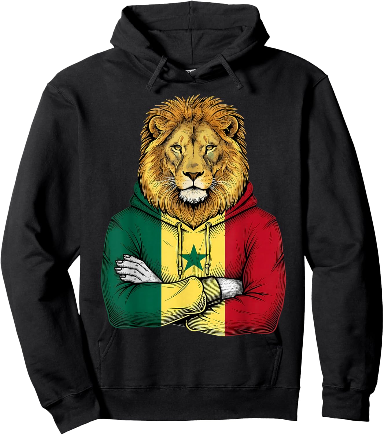 Senegal Flag Lion Senegalese Roots Hoodie - Hoodie | Black
