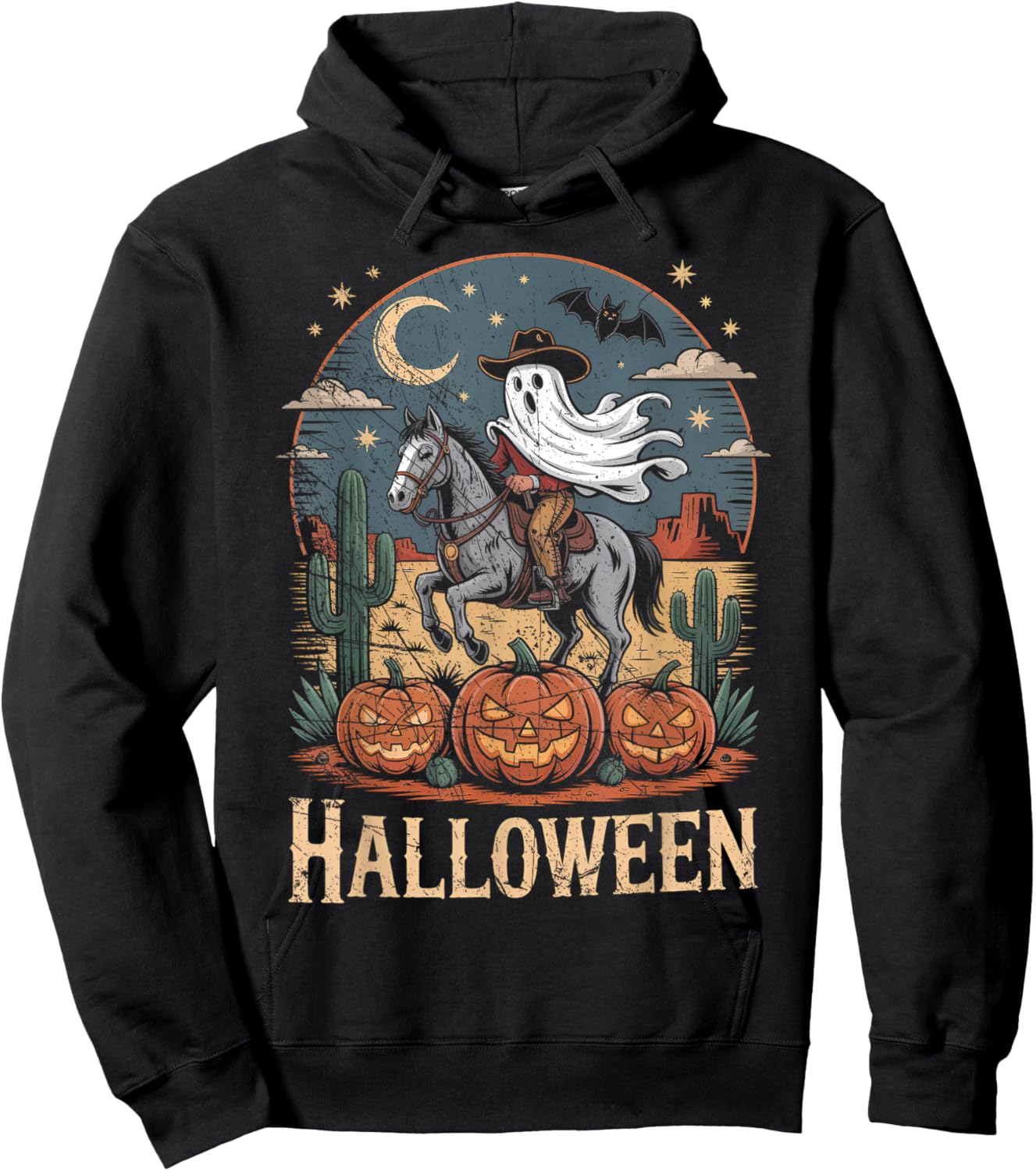 Ghost Riding Horse Halloween Season Hoodie - Hoodie | Black