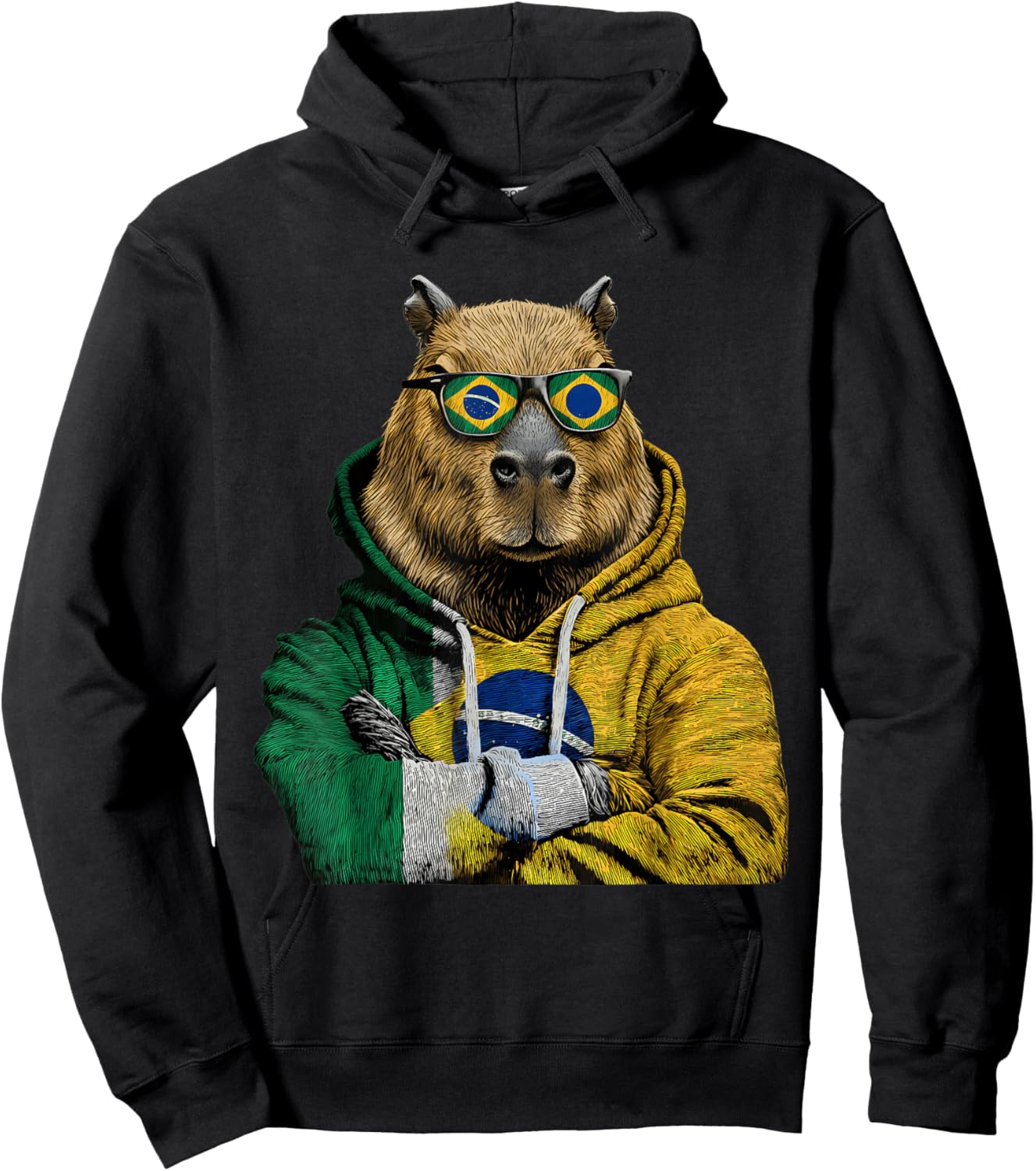 Brasil Flag Capybara Brazilian Pride Brasilian Roots Brazil Hoodie - Hoodie | Black