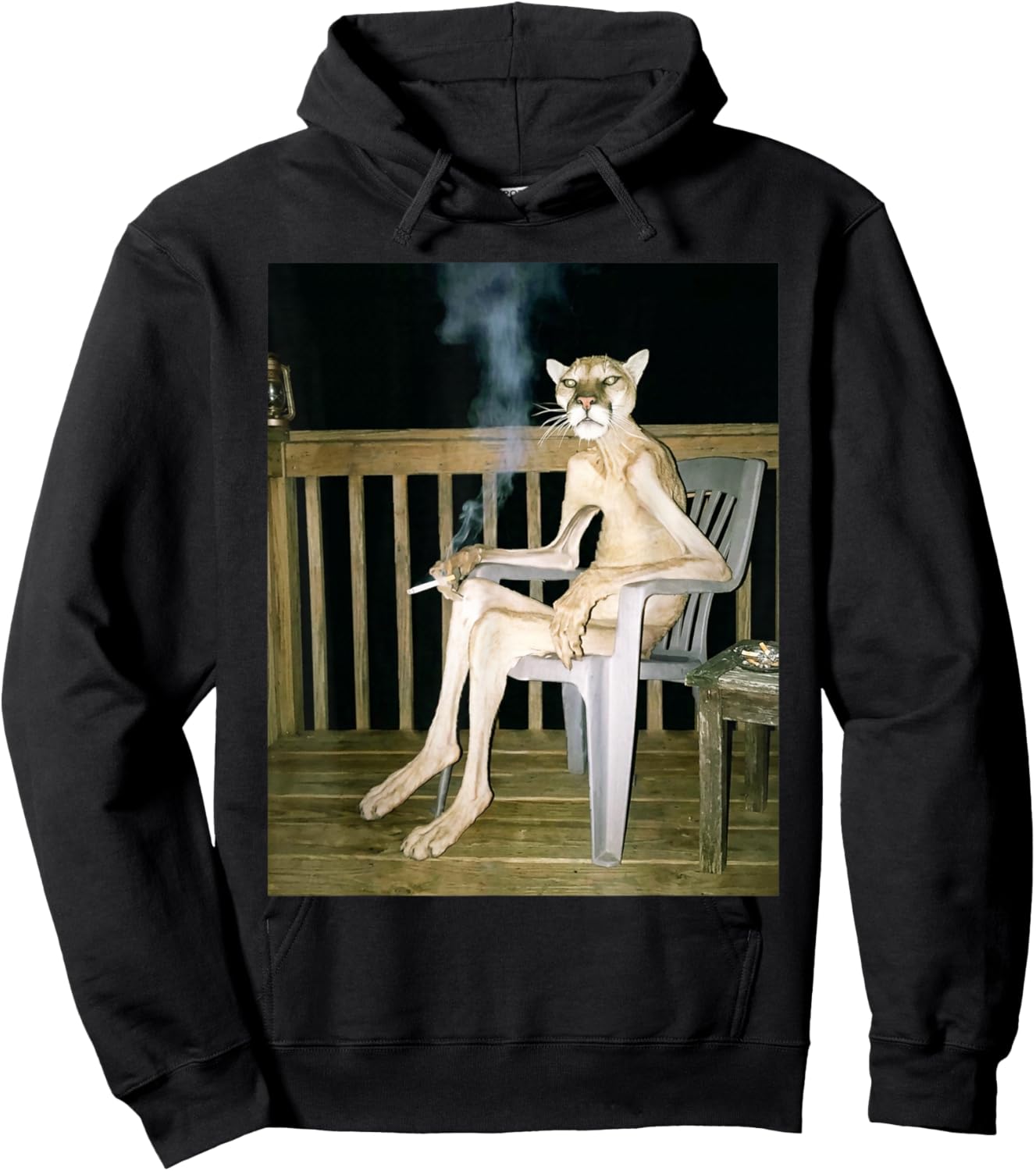 Funny Smoking Panther Cigarette Cougar Meme Hoodie - Hoodie | Black