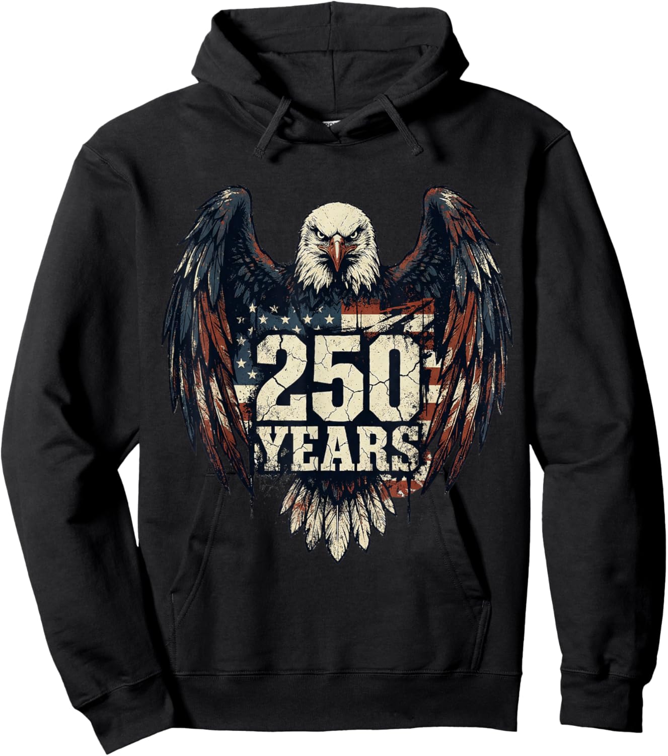 250 Years Patriotic American Flag 1776-2026 Hoodie - Hoodie | Black