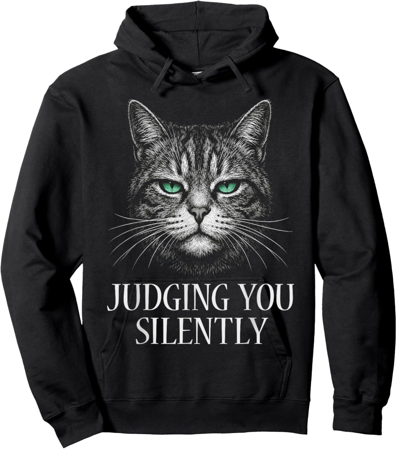 Funny Cat for Cat Lover Mom Dad Cat Judging You Silently Hoodie - Hoodie | Black