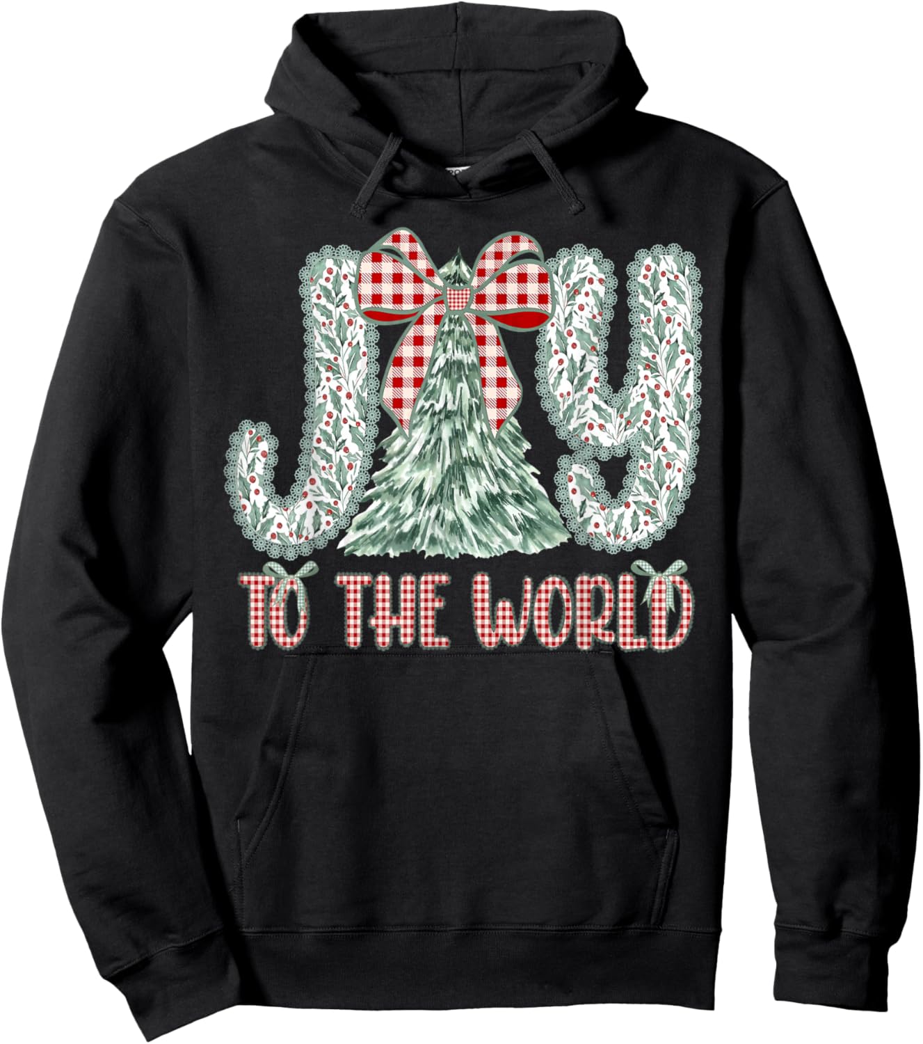 Joy to The World Jesus Christian Christmas Xmas Tree Holiday Hoodie - Hoodie | Black