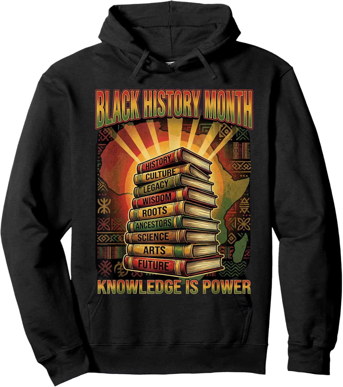 Black History Month Vintage Style Knowledge is Power Hoodie - Hoodie | Black