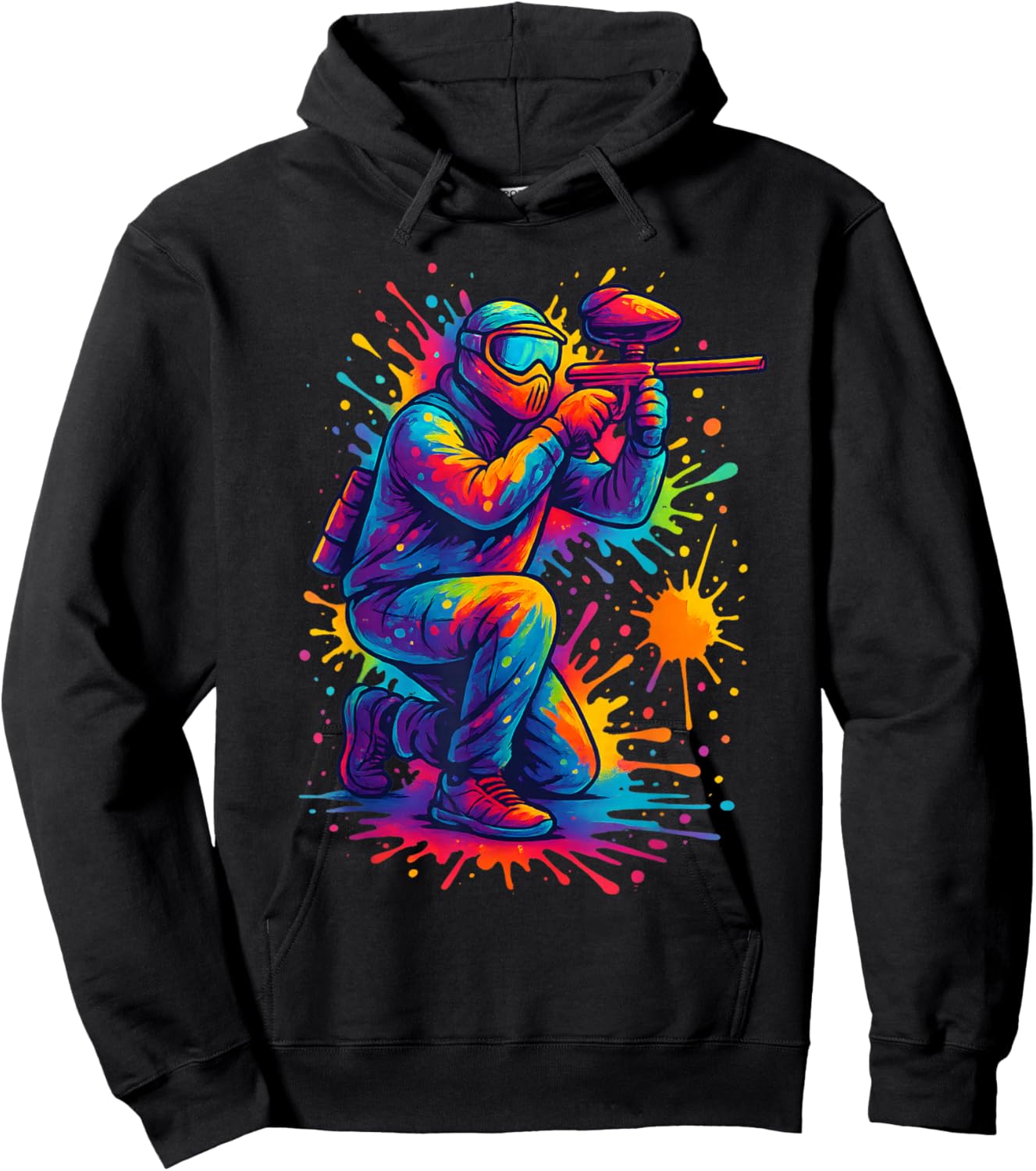 Colorful Paintball Player Sports Lover Men Women Kids Hoodie - Hoodie | Black
