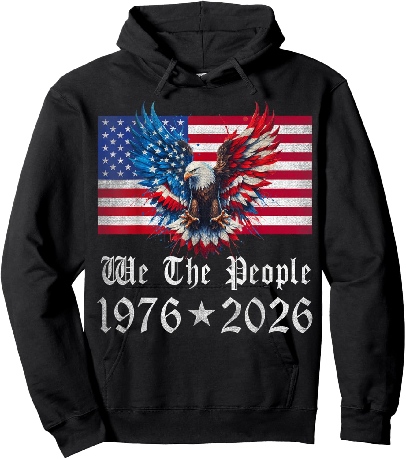 Patriotic Vintage American Flag We The People 1976 USA Hoodie - Hoodie | Black