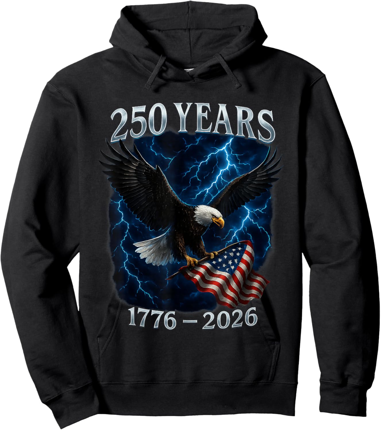 American 250 Years Eagle USA Flag Patriotic 1776 to 2026 Hoodie - Hoodie | Black