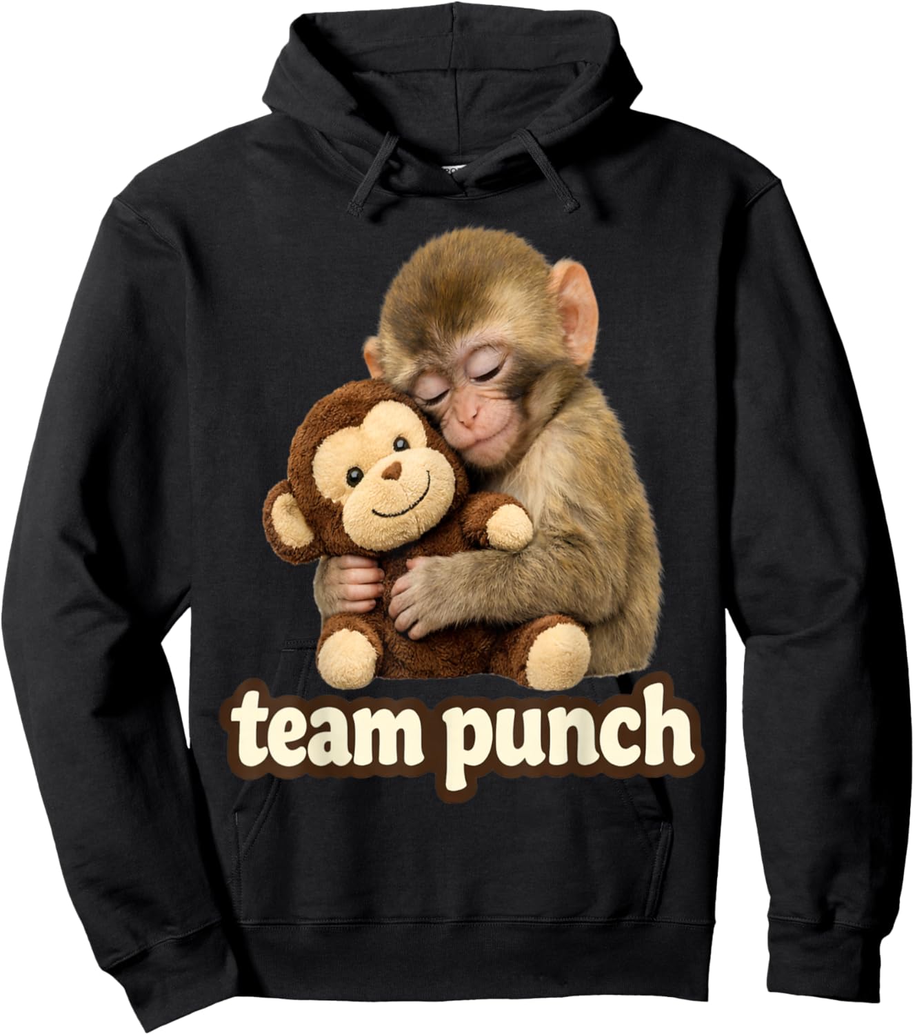 Cute Monkey Punch - Team Punch Kids and Animal Lovers Hoodie - Hoodie | Black