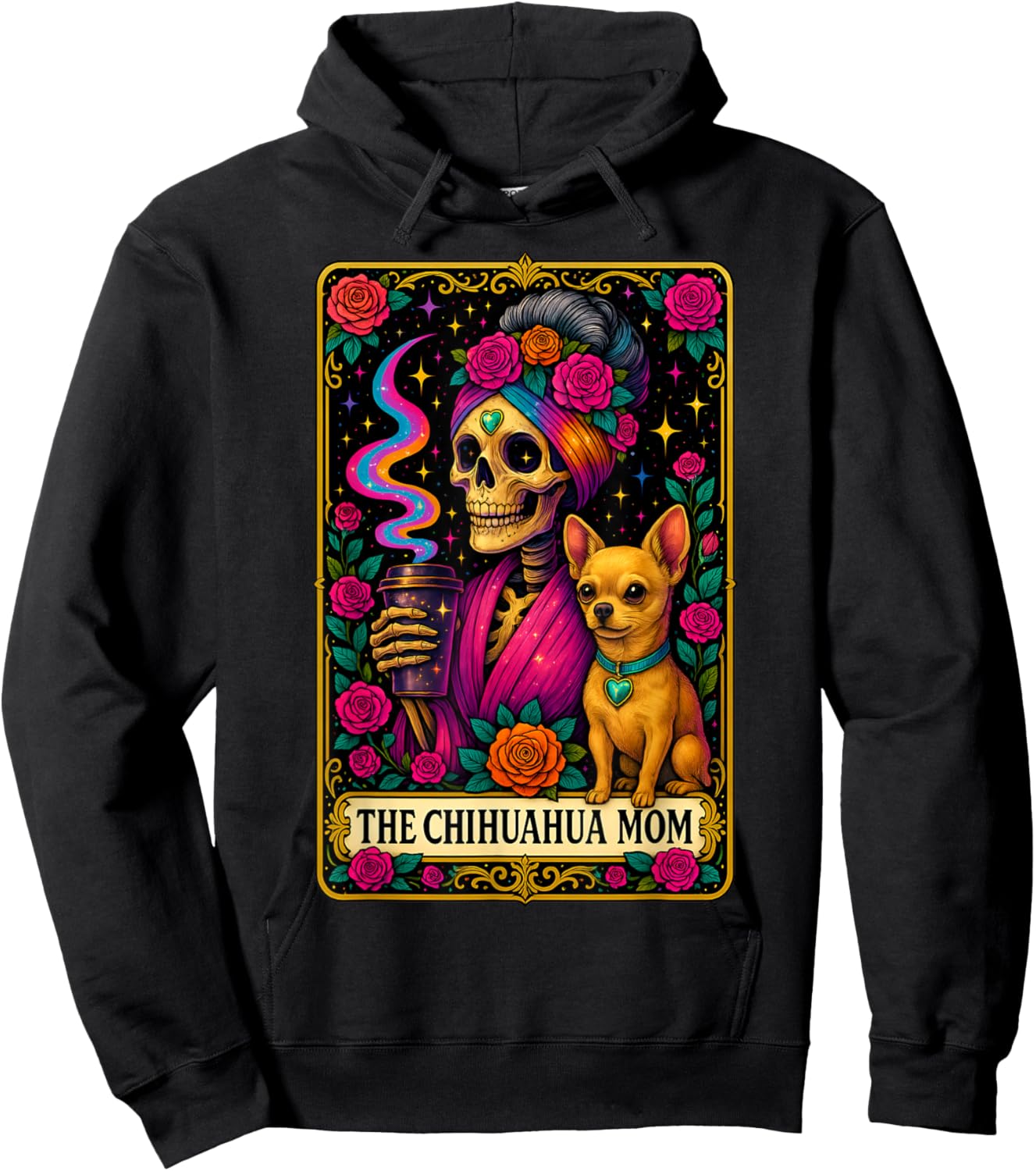 The Chihuahua Mom Tarot Card Funny Dog Mama Witchy Vibe Hoodie - Hoodie | Black