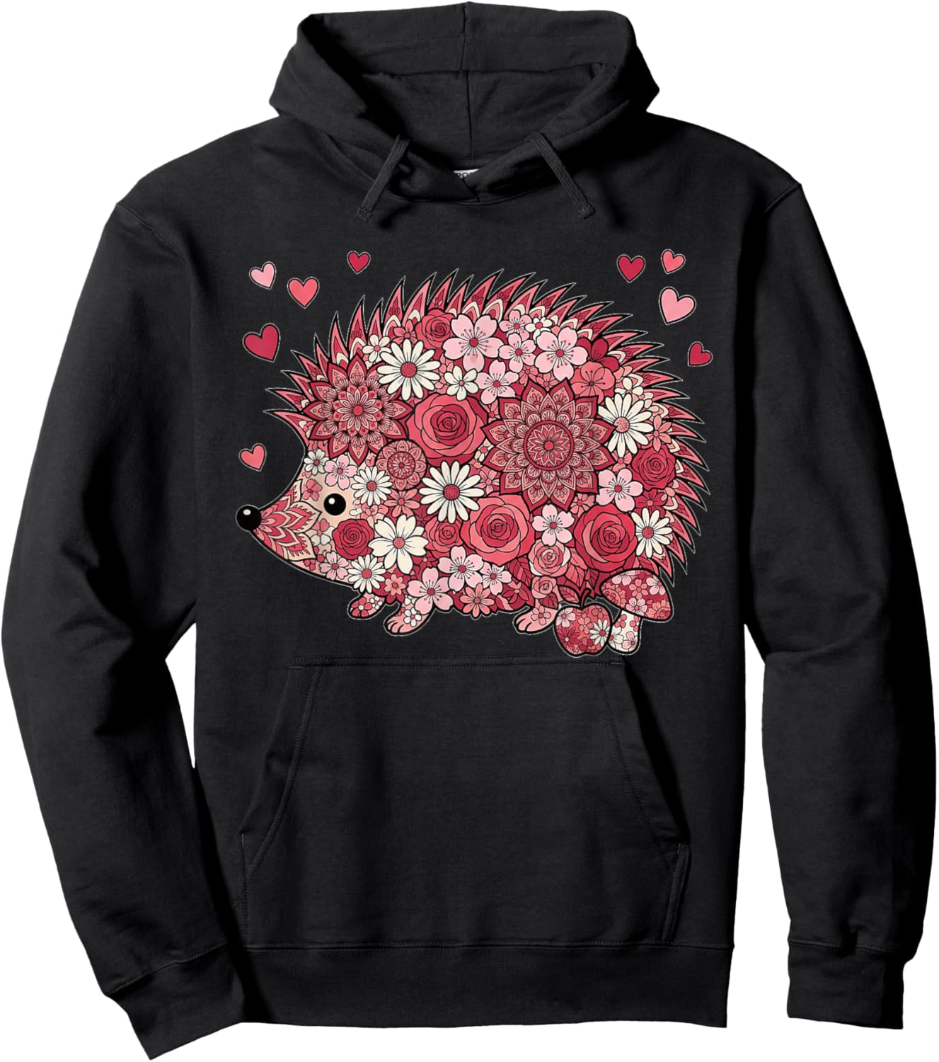 Love Hedgehog Valentine Cute Hedgehogs Lover Valentines Day Hoodie - Hoodie | Black