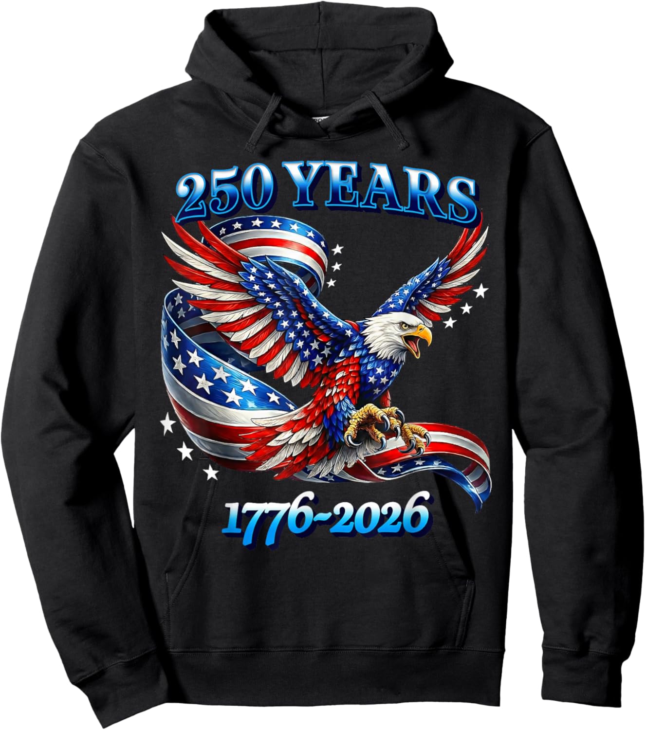 250 Years American 1776 2026 250th USA Birthday 4th of July Hoodie - Hoodie | Black