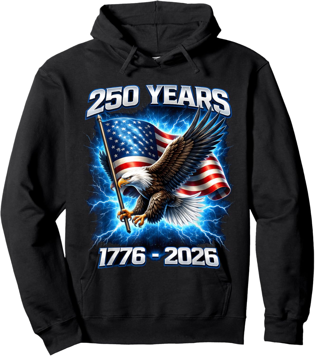 250 Years of American Freedom Eagle USA Flag 4th of July Hoodie - Hoodie | Black