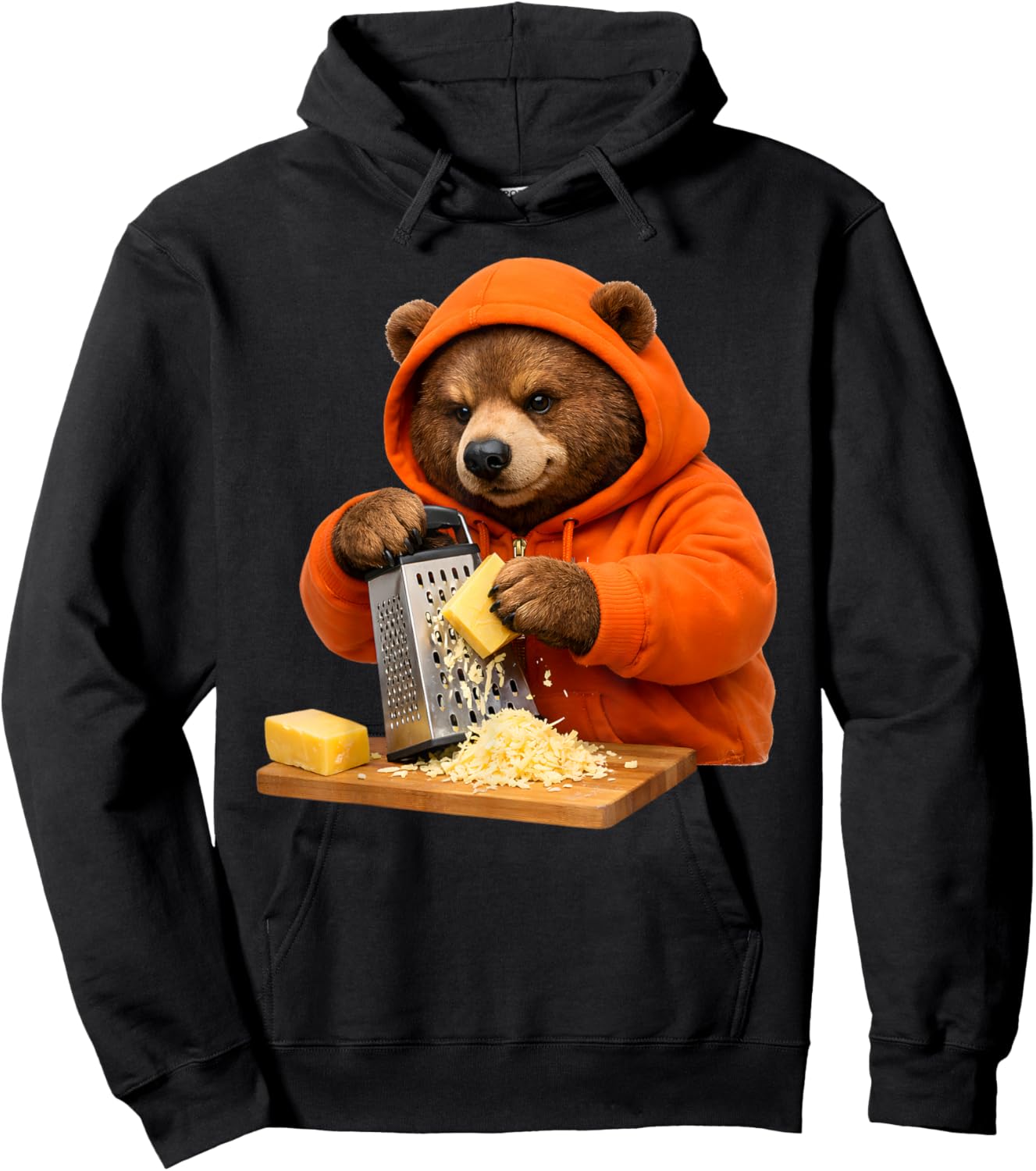Funny Bear Grating Cheese Graphic Women Kids Hoodie - Hoodie | Black